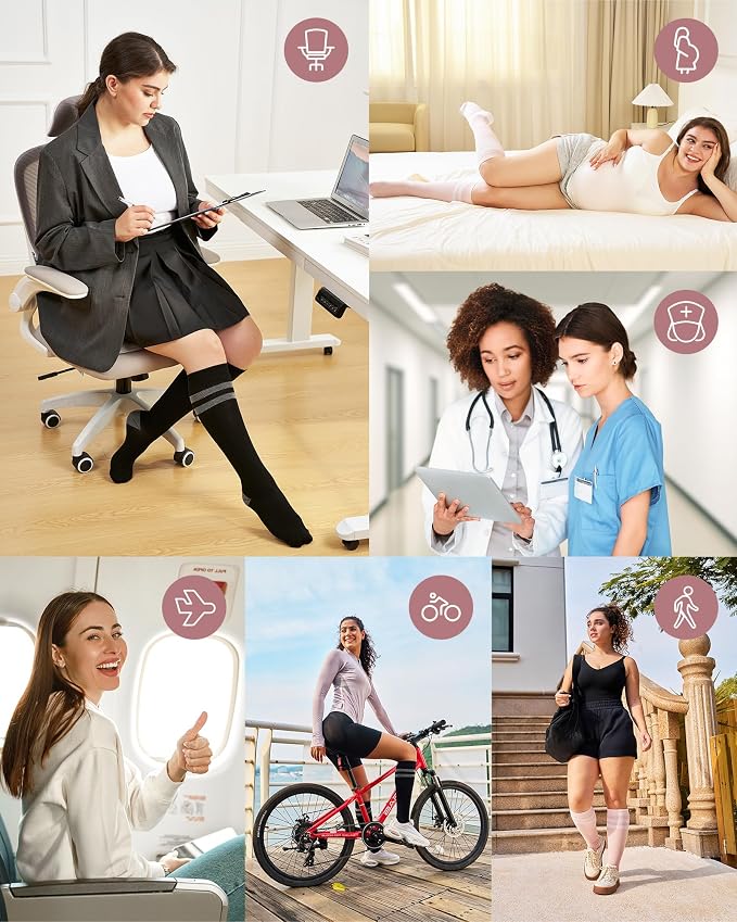 Momcozy Compression Socks for Women Wide Calf, 15-20mmHg Knee High Support