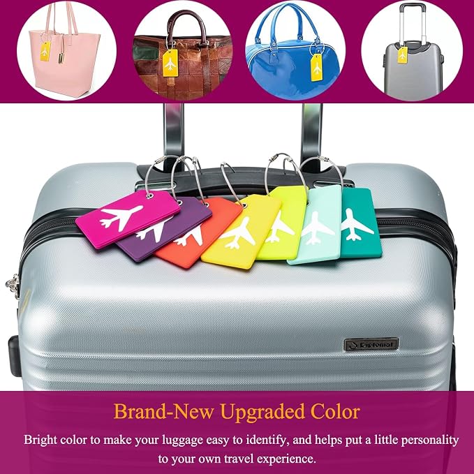 7 Pack Silicone Luggage Tag Travel Suitcase Tags