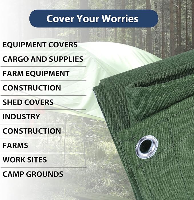 16’x20’ Canvas Tarps Heavy Duty Waterproof Tarpaulins