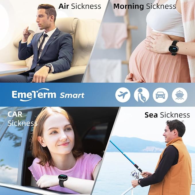 EmeTerm Smart FDA-Cleared Anti-Nausea Wristwatch Touchscreen IP67 Waterproof