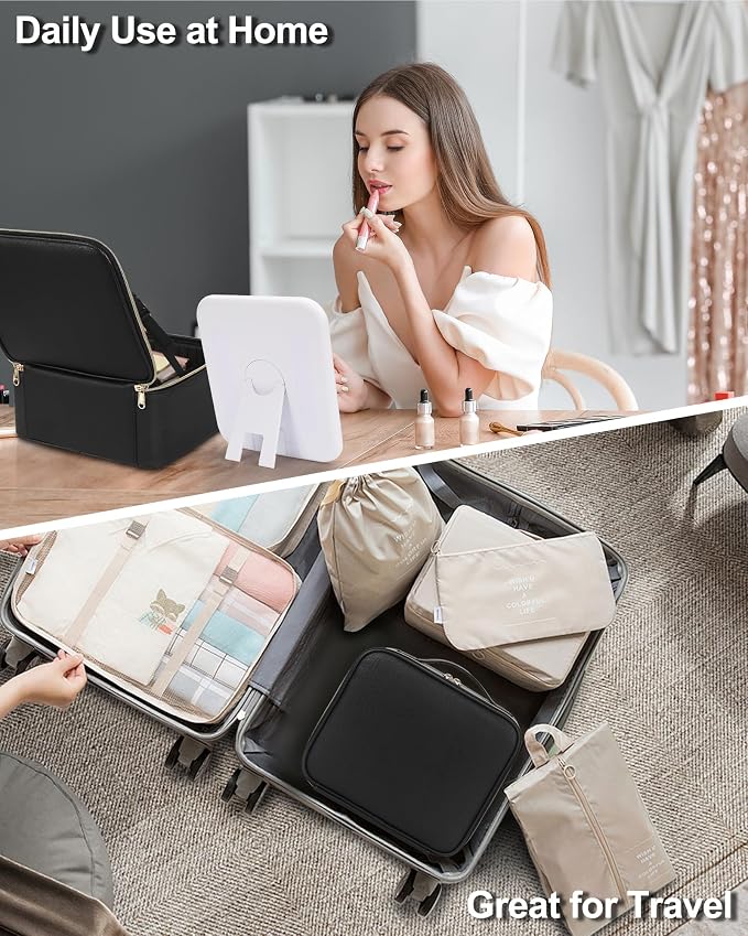 Chomeiu Makeup Bag with LED Mirror, Travel Makeup Case