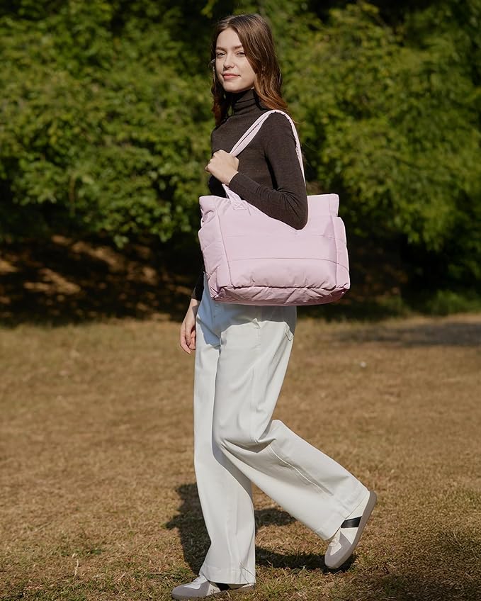 BAGSMART Tote Bag for Women, Lightweight Puffy Tote Bag