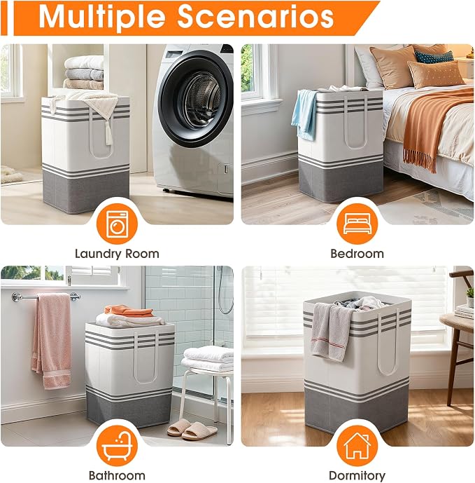 2 Pack Large Laundry Baskets, Laundry Hampers, Freestanding Waterproof