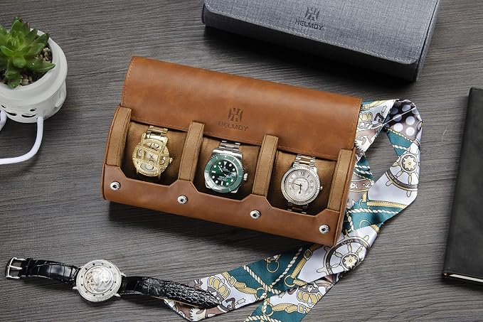 Watch Travel Case for Men: 3 Slot Watch Box Organizer Display Case