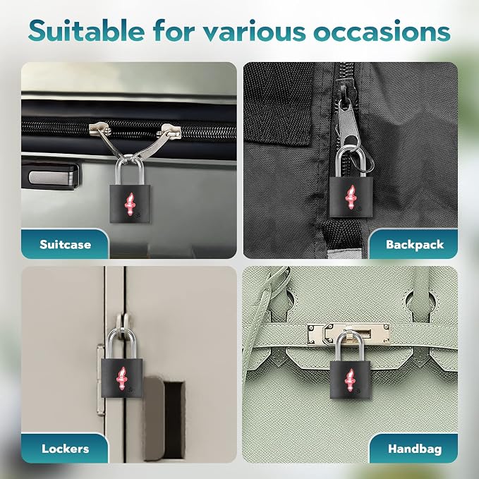4 Pack Neon Square TSA Approved Luggage Locks