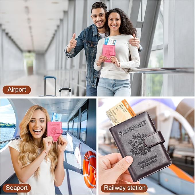 Herain Passport Holder for Travel Cruise Essentials, RFID Passports Book Card