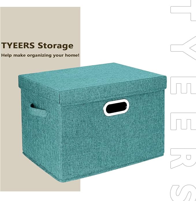 TYEERS Large Storage Bins with Lids, Collapsible, Fabric Storage Boxes