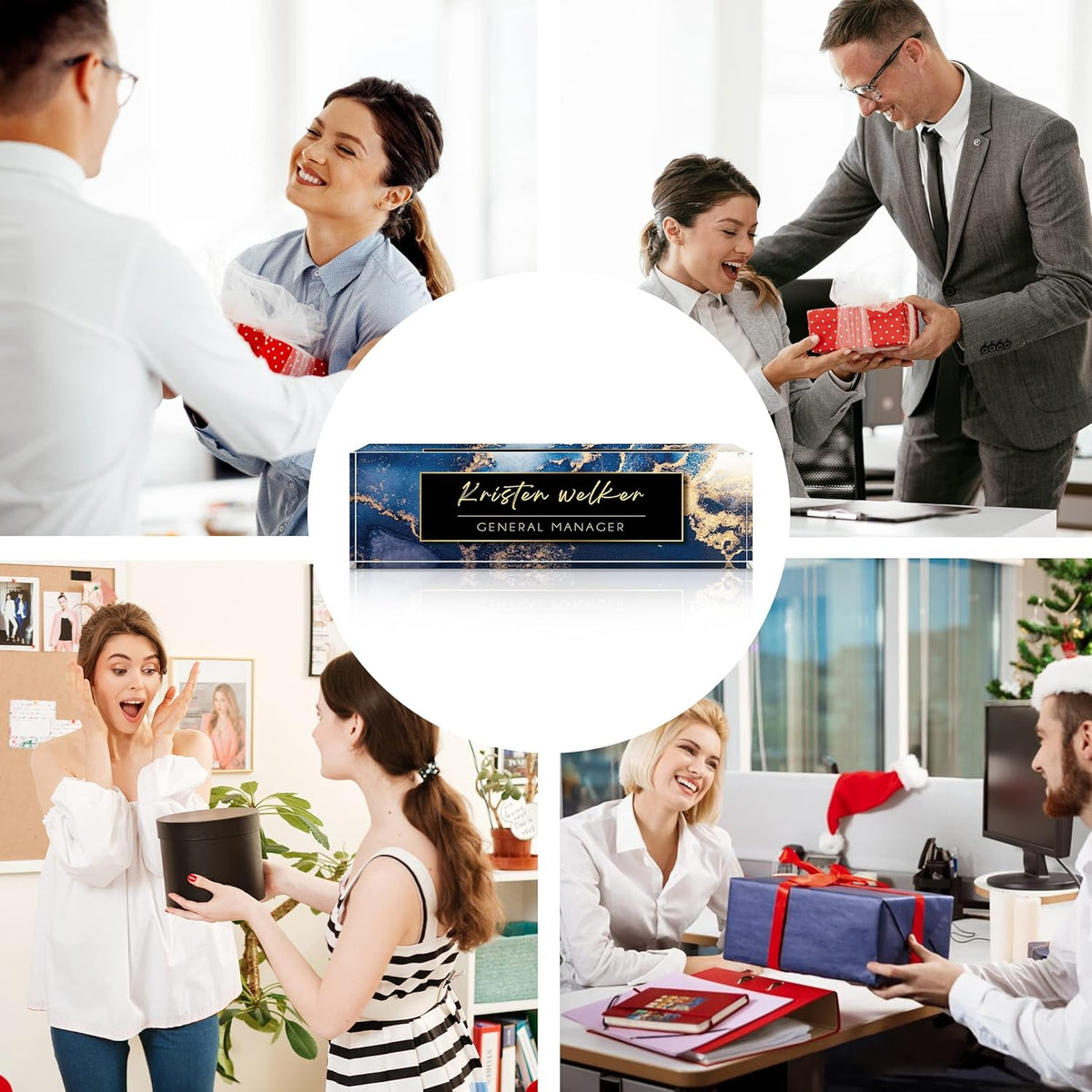 Desk Name Plate Personalized, Custom Name Plate for Desk, Office Desk Decor for Women and Men, Employee Appreciation Gifts Office Gifts for Boss, Manager, Teacher, Nurse (Blue Marble)