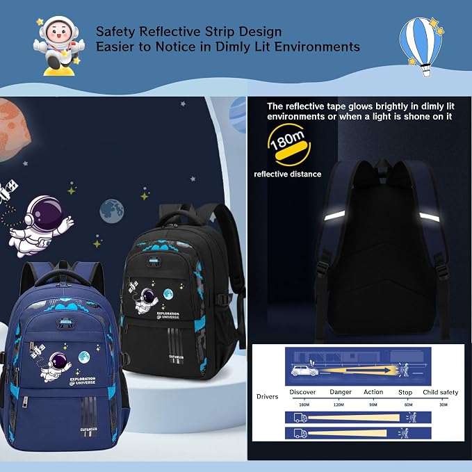 MITOWERMI Astronaut Backpack for Boys School Bags Space Kids Backpack for
