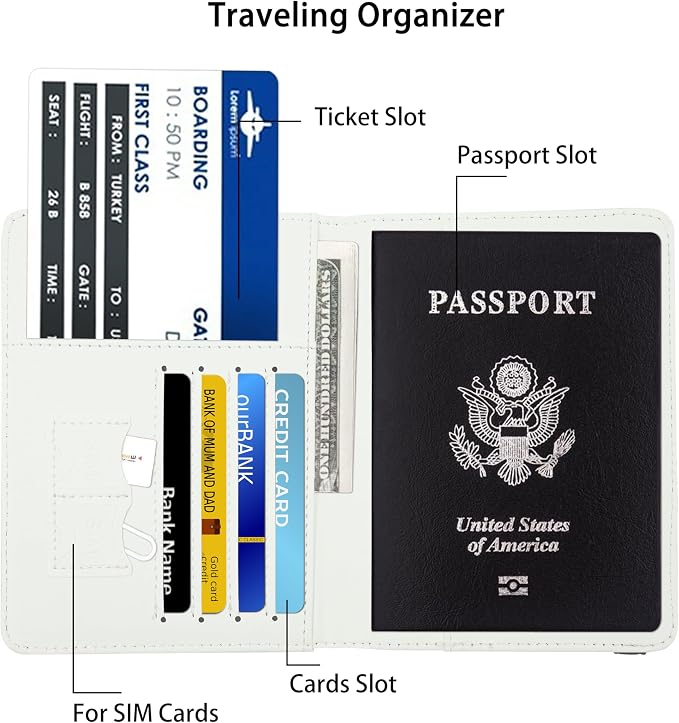 Passport Holder for Women and Men PU Leather Passport Cover for Travel