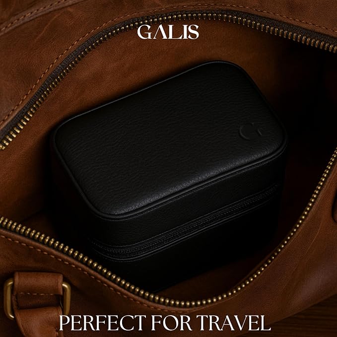 Galis Luxury Watch Case for Men High End Portable 2-Slot Watch Holder and Watch