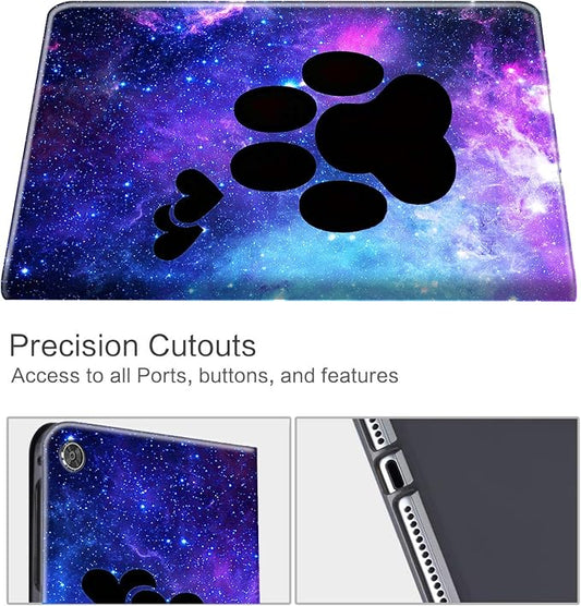 All-New HD 8 Plus Tablet Case Kindle Fire HD 8 Case 10th Generation 2024/2022/2020 Folding Stand PU Leather Slim Smart Cover with Auto Wake/Sleep for Amazon Fire Tablet 2020Animals Dog Paws