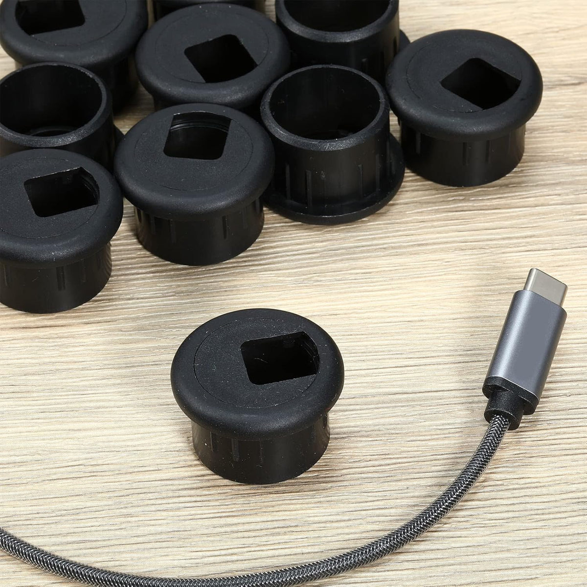 SATINIOR 10 Packs Desk Cable Wire Grommet Cord, PC Computer Desk Plastic Grommet Cord, Tidy Cable Hole Cover Organizers, 25 mm/ 1 Inch Mounting Hole Diameter