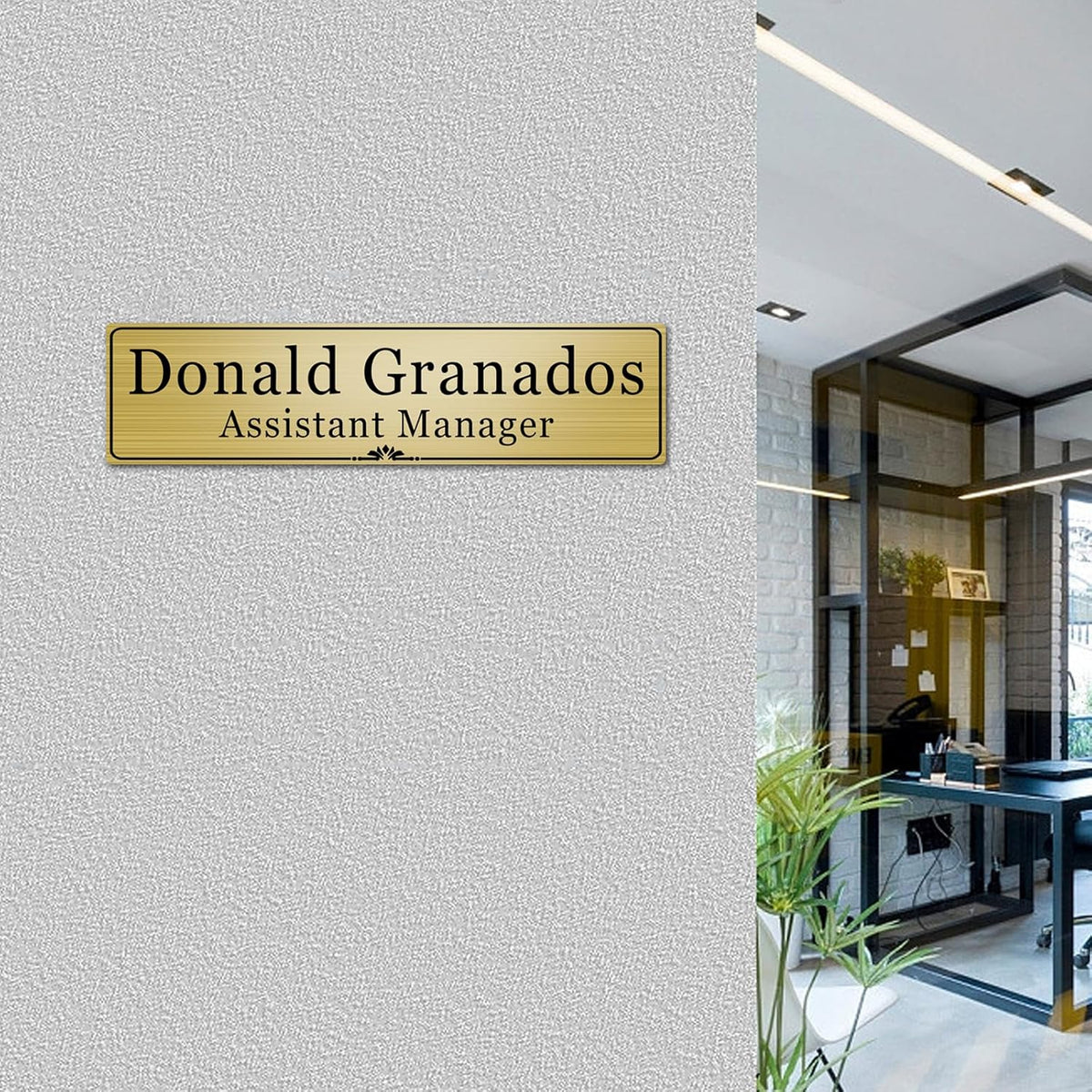 Custom Elegant Office Engraved Name Plate for Doors or Wall Sign, Personalized Office Door Name Plates with Adhesive, Laser Engraving, 10 Colors Available (Size 2.5"H x 10"L)