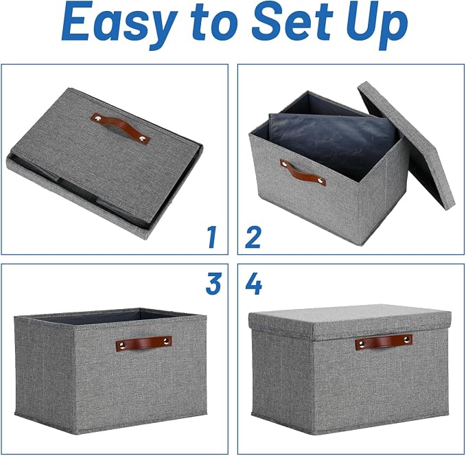 Temary Storage Bins with Lids 2-Pack Large Foldable Storage Baskets with Lid