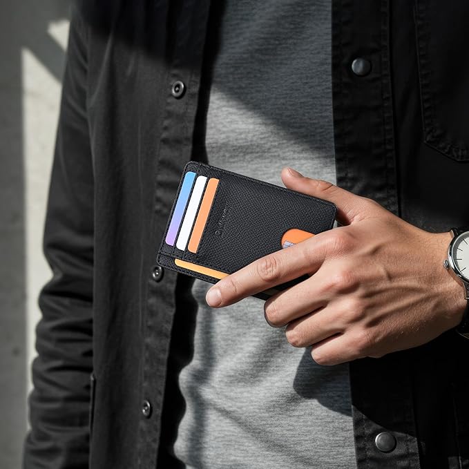 Buffway Slim Minimalist Front Pocket RFID Blocking Leather Wallets