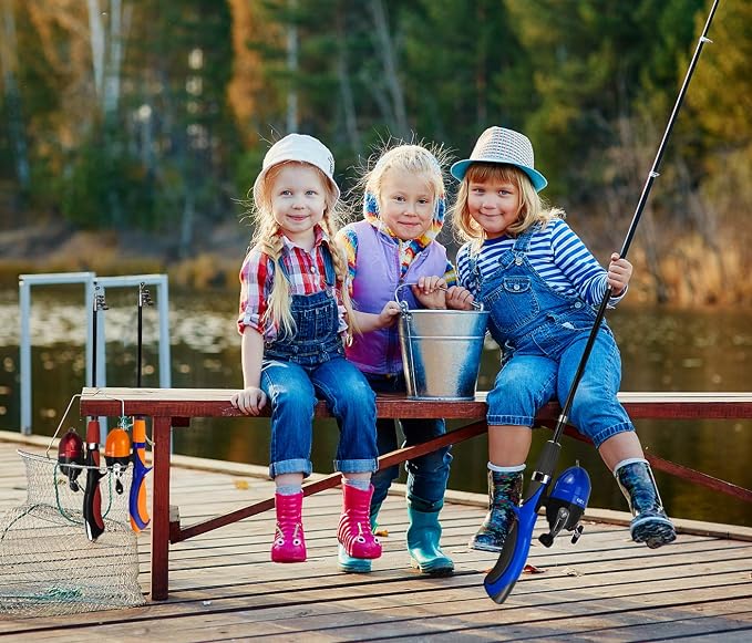 Urban Deco Kids Fishing Pole Set Portable Telescopic Kids Fishing Rod and Reel