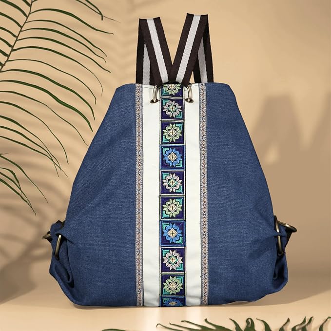 Goodhan Women Canvas Backpack Daypack Casual Shoulder Bag, Vintage Heavy-duty