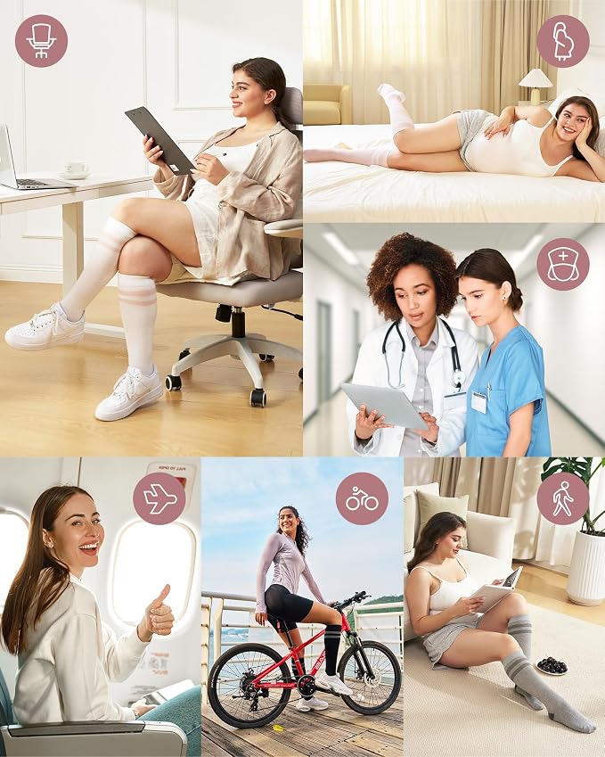 Momcozy Compression Socks for Women Wide Calf, 15-20mmHg Knee High Support