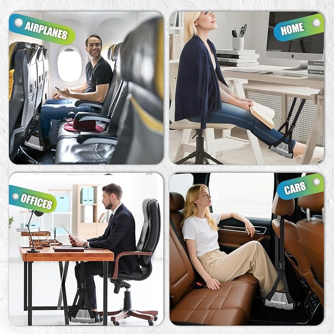 Foot Hammock for Plane Travel, No Collapse Thickened Bamboo Airplane Foot Rest