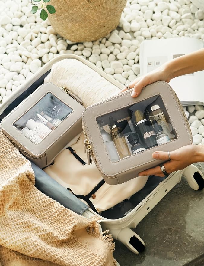 Popvibe Clear Makeup Bag Travel Cosmetic Case Transparent Toiletry Bag
