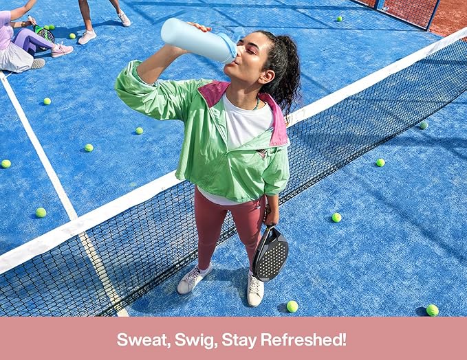 POWCAN 26 oz Insulated Water Bottle with 2-in-1 Straw and Spout Lid, Keep Cold 24H, Leak-Proof, Fits in Car Cup Holder, Stainless Steel Water Bottle for Sports, Travel, and School (Cotton Candy)