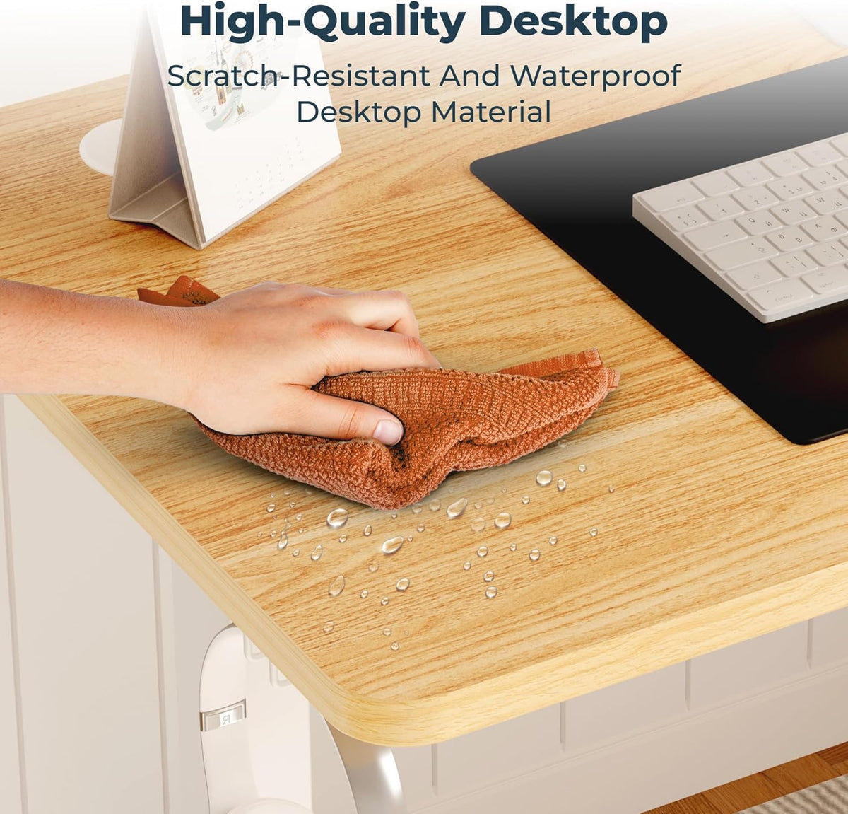 Adjustable Stand Up Desk Standing Desk, 40x24 Inches Home Office Desks with Memory Preset Computer Workstation, Splice Maple Top + White Frame