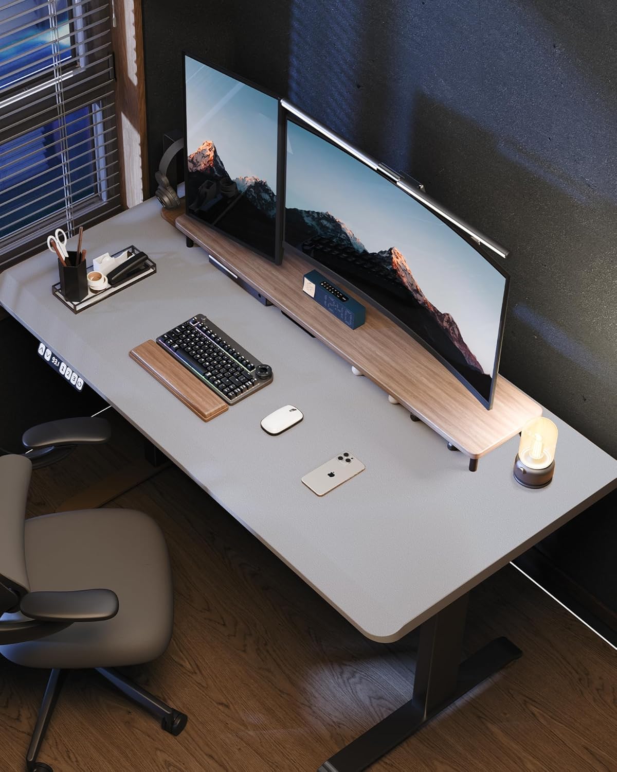 Large Desk Mat 55"x24" - Premium Non-Slip Desk Pad, Waterproof and Scratch-Resistant Office Desk Protector, Large Desk pad Workspace Mat for Home and Office(Light Grye)