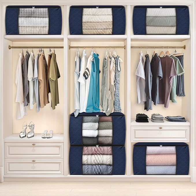 Fab totes 24 Gallons Clothes Storage, Foldable Thick Fabric Blanket Storage Bags