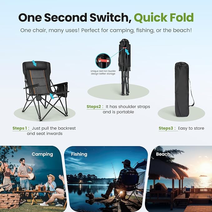 HIGH POINT SPORTS Oversized Folding Camping Chairs