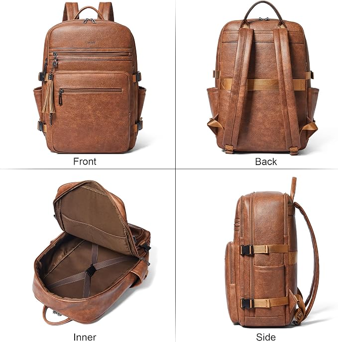 Shrrie Laptop Backpack for Women, Vegan Leather Backpack Work Computer