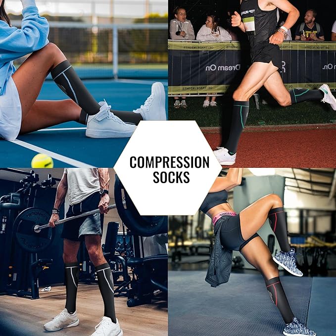 Compression Socks for Women Men Circulation Knee High 8 Pairs for Nurses