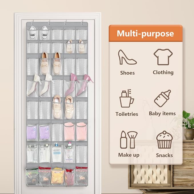 FENTEC 40 Large Pockets Over The Door Shoe Organizer, Mesh Hanging Shoe