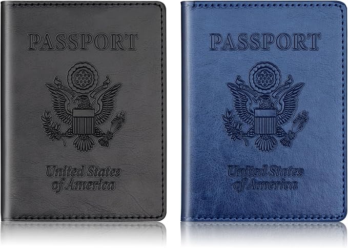 Herain Black & Dark Blue Passport Holder