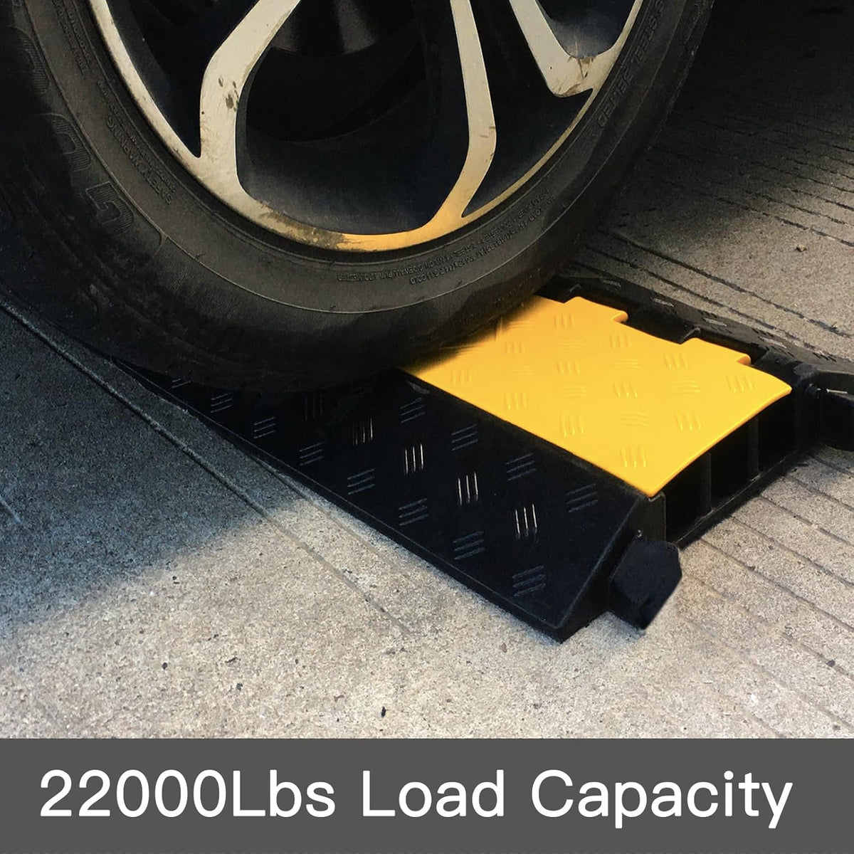 Foldable 3 Channel Rubber Cable Protector, 22000Lbs Load Capacity Wire Hose Pipe Hider Protective Ramp, Driveway Traffic Speed Bump for Asphalt Concrete Gravel Driveway Indoor Outdoor (1PACK)