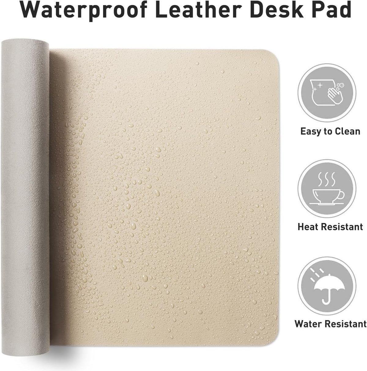 Aothia Leather Desk Pad Protector, Office Mat, Large Mouse Pad, Non-Slip PU Leather Blotter, Laptop Desk Pad, Waterproof Writing Pad for Office and Home (Beige, 31.5" x 15.7")