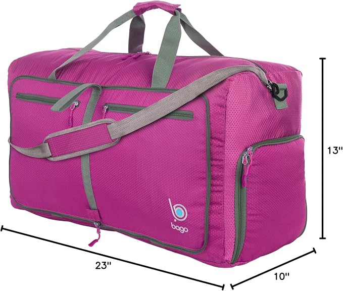 Bago Foldable Duffel Bags for Traveling Women & Men - 60L Medium Packable