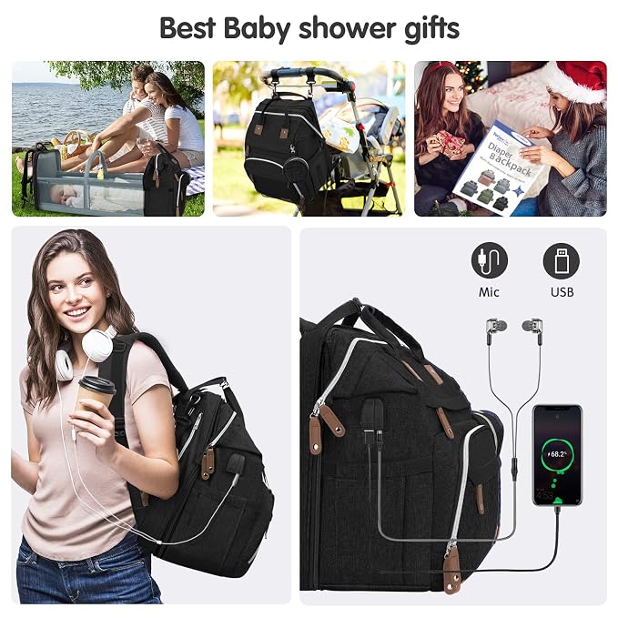 DERJUNSTAR Diaper Bag Backpack, Large Baby Bag