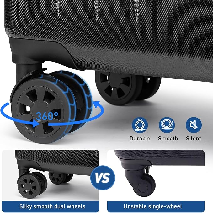 KYME Suitcase Hardshell With Double Spinner Wheels, PC+ABS TSA Lock Travel