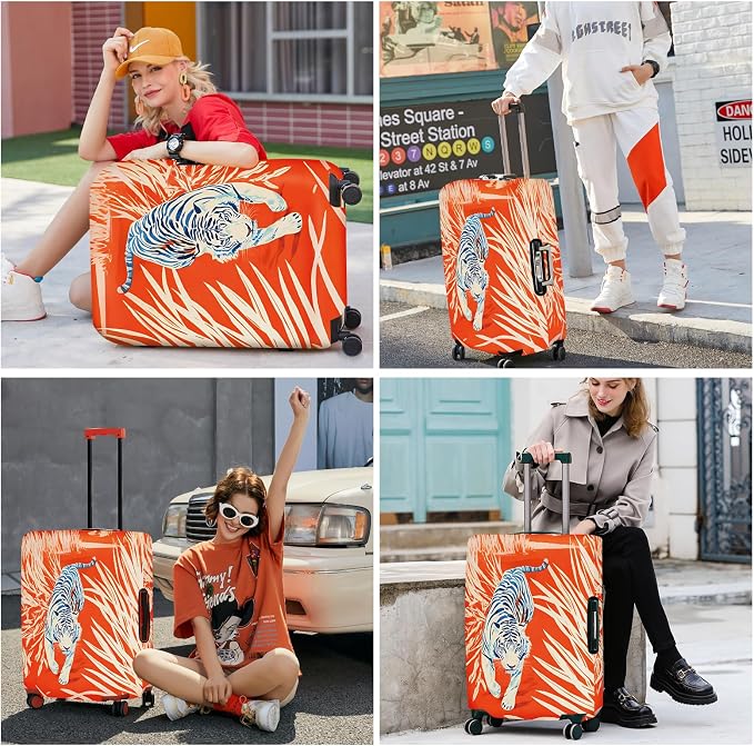 ANNA QUEEN Funny White Tiger Luggage Cover, Suitcase Protector