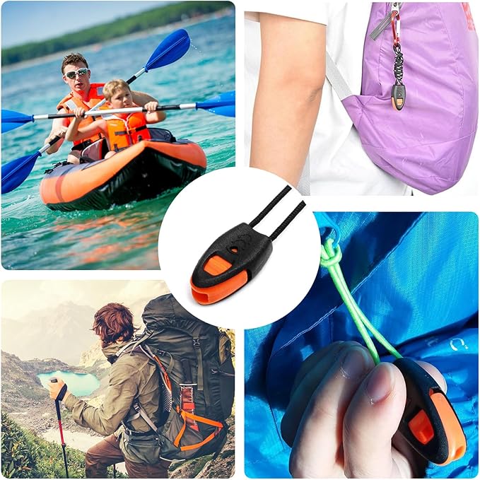 5 Pack Zipper Pull Whistles, Loud Emergency Survival Whistle