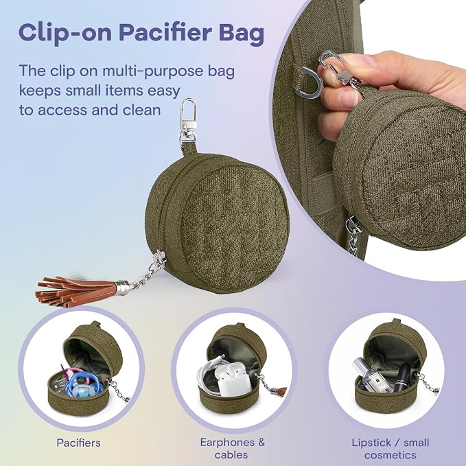 RUVALINO Diaper Bag Backpack, Large Capacity, Waterproof, Olive Green