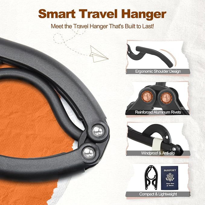 HOUSE DAY Foldable Travel Hangers 10 Pack w/10 Clips, Cruise Essentials 2025
