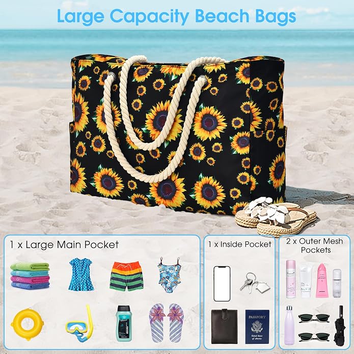 Becokan Beach Bag Large Beach Tote Bag