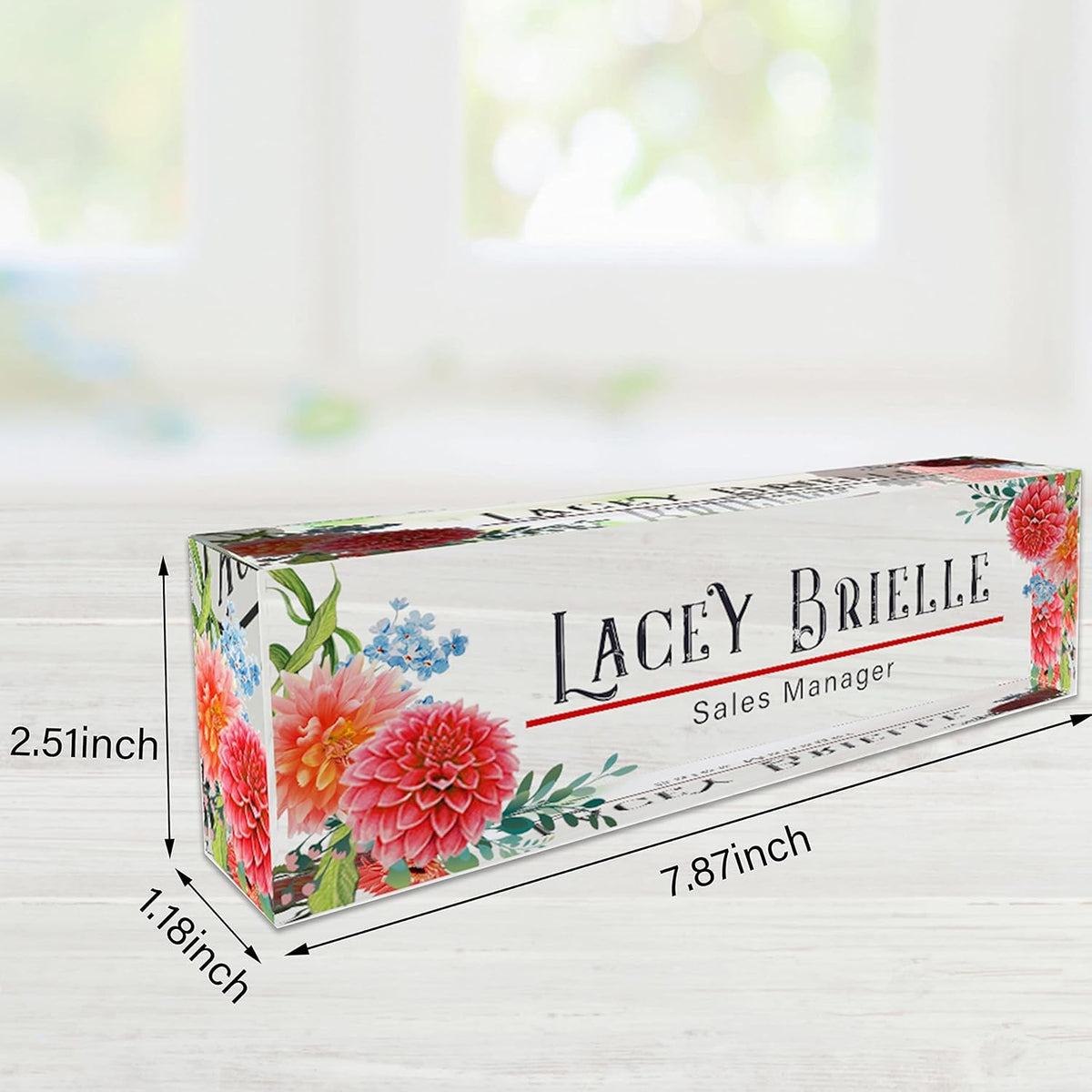 Desk Name Plate Personalized | Office Decor | Name Tags | Desk Decorations for Women Office… (Dahlia)