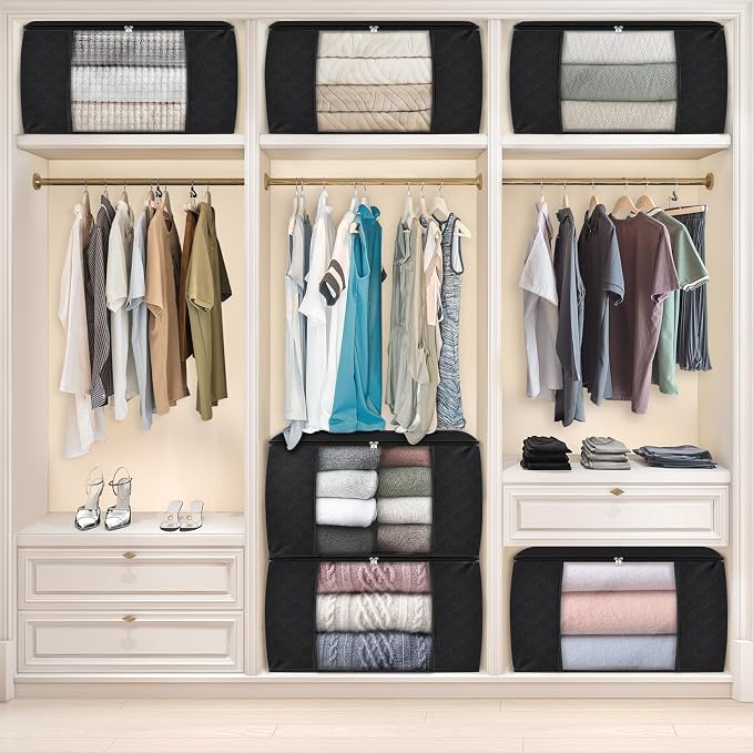Fab totes 24 Gallons Clothes Storage, Foldable Thick Fabric Blanket Storage Bags