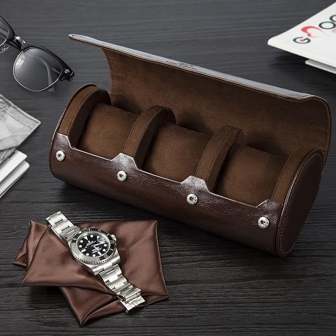 Watch Roll Travel Case: 3 Slot Watch Box Organizer
