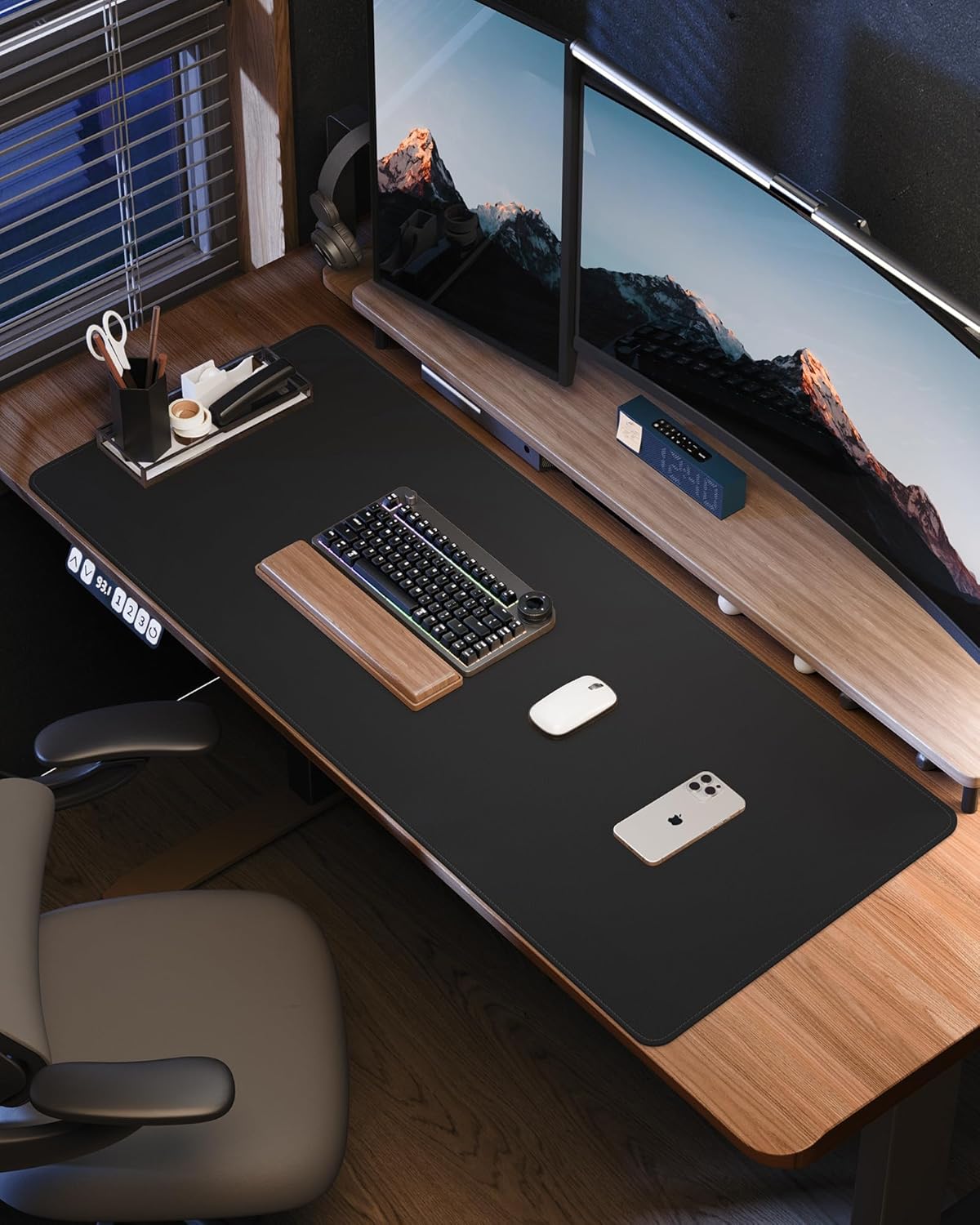 Leather Desk Pad Protector,48"x24" - Premium Desk Mat, Large Mouse Pad,Non-Slip Desk Blotter,Waterproof Desk Writing Pad for Office and Home(Black)
