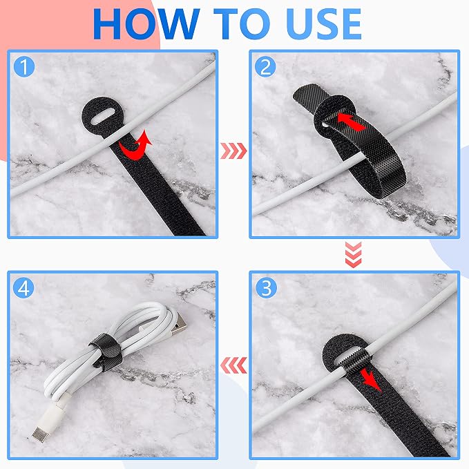 120 PCS 5/6/8 Inch Cord Wraps for Charging Cords – Data Cable Organizer Ties –