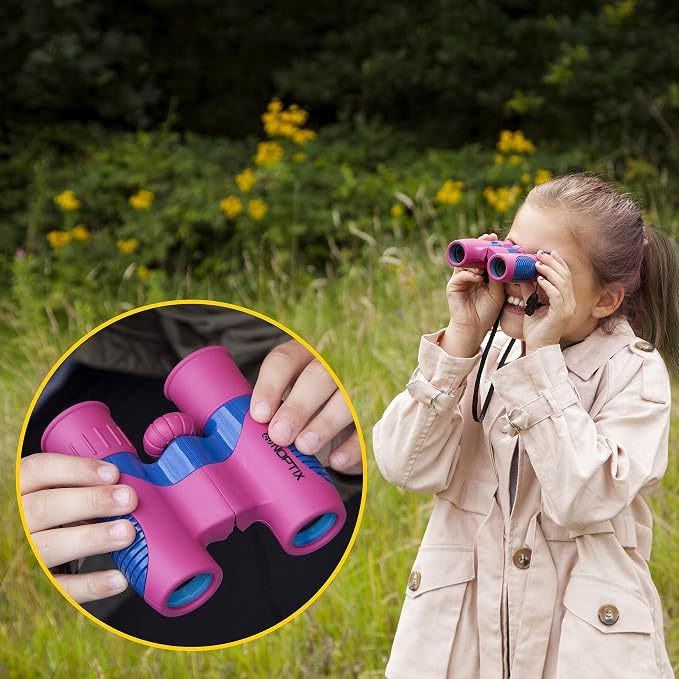 Binoculars for Kids, Girls or Boys Real Kids Binoculars in Vibrant Green Blue